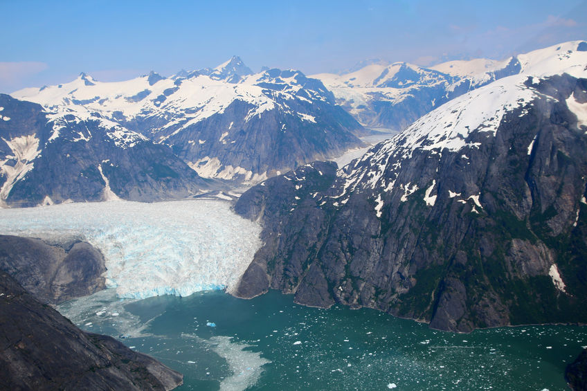 An image of the iconic LeConte glacier in Alaska.